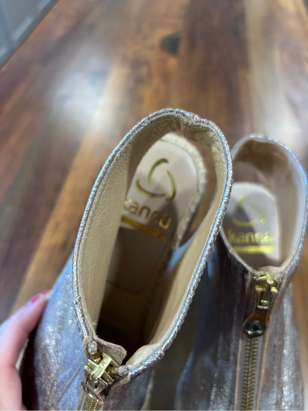 Kanna Emily Metallic Leather Wedge Espadrille Jute Sandal EU 36 US 6